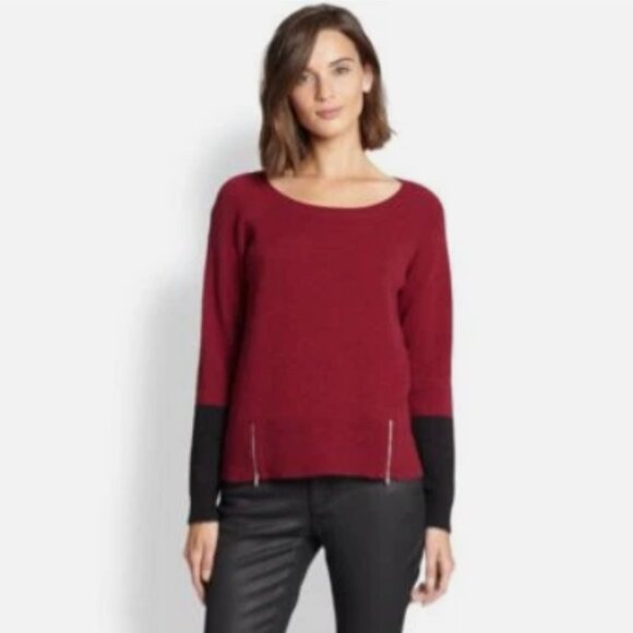 Eileen Fisher yak and wool colorblock zipper detail sweater M - Picture 1 of 9